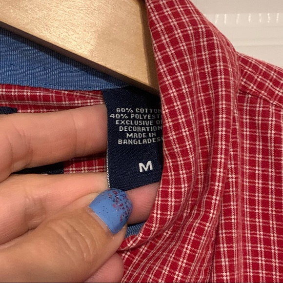 Bundle of 2 Button Down Collared Shirts Van Heusen Chaps Size Medium - Picture 8 of 11